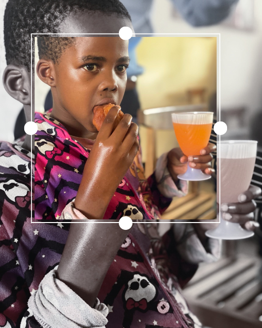 Child with food and drink